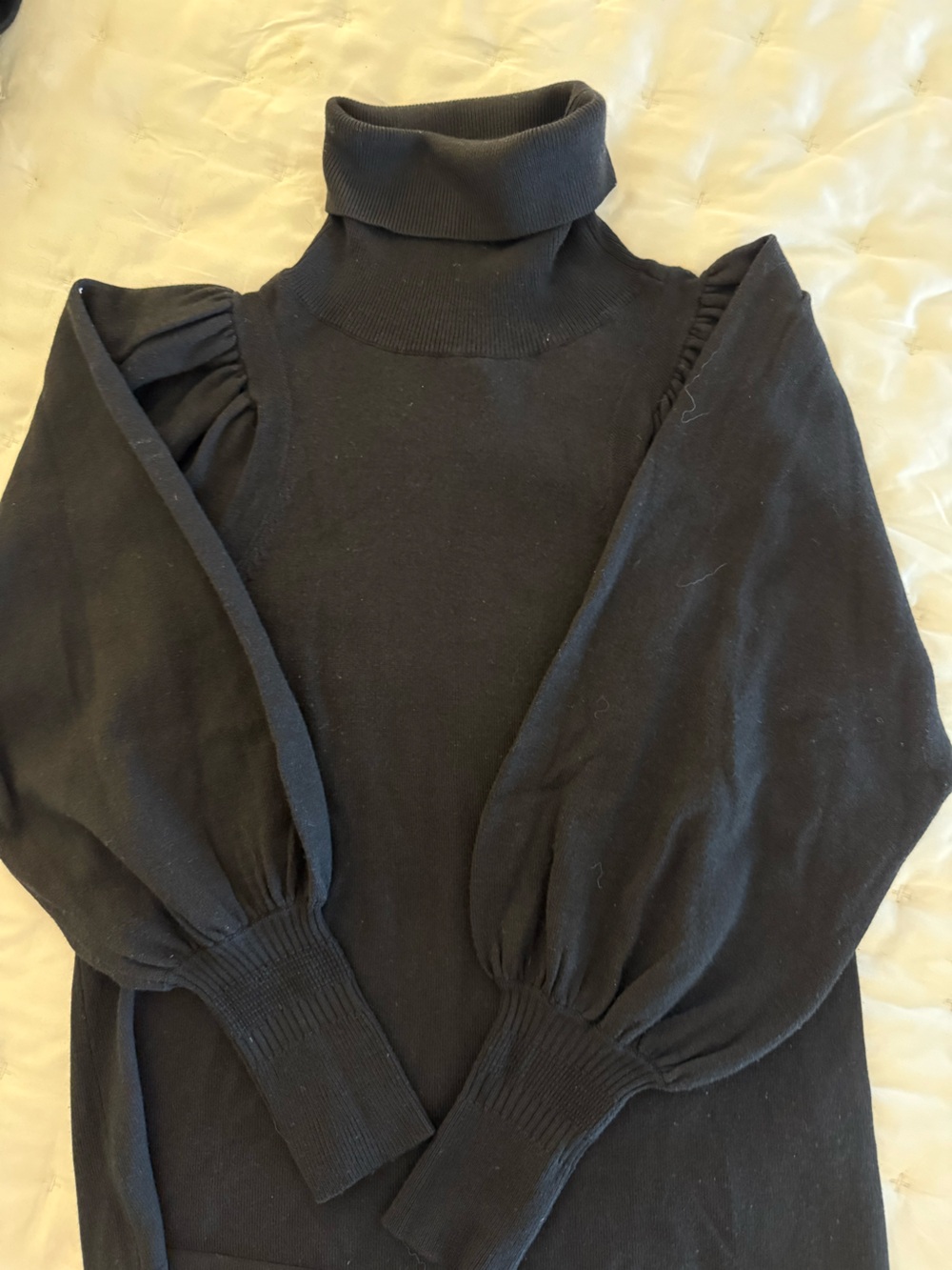 APiece Apart Black Turtleneck Puff-Sleeve Sweater - Women